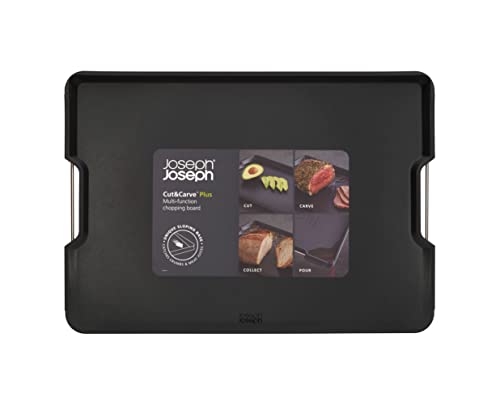 Joseph Joseph Cut&Carve Plus Multi-function Cutting Board, Extra Large, Black