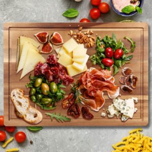 Handmade Acacia Wood Cutting Board Kitchen Fruit Rectangle Wooden Charcuterie Board Meats Cheese Boards Platter Butcher Block Serving Board Chopping Block Small Carving Cutting Boards