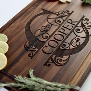 MODERN MADE DESIGNS Handmade Cutting Board, Personalized Bamboo, Walnut, Cherry or Maple Wood Engraved Boards USA Made, Customizable for Weddings, Anniversary, Housewarming, Kitchen Decor, Gift Idea