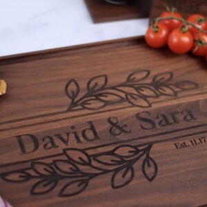 MODERN MADE DESIGNS Handmade Cutting Board, Personalized Bamboo, Walnut, Cherry or Maple Wood Engraved Boards USA Made, Customizable for Weddings, Anniversary, Housewarming, Kitchen Decor, Gift Idea