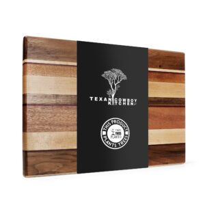 Made in USA Wood Cutting Board by Texan Cowboy Kitchen - Handcrafted in Texas - American Made Cutting Board, 15 x 9 made from Sustainable Hardwood