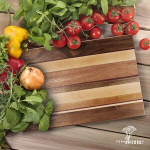 Made in USA Wood Cutting Board by Texan Cowboy Kitchen - Handcrafted in Texas - American Made Cutting Board, 15 x 9 made from Sustainable Hardwood