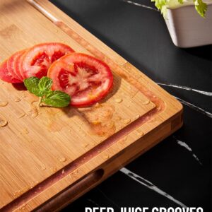 Extra Large Cutting Board for Kitchen, BEZIA 23" x 18" Thick Chopping Butcher Block with Juice Groove, 100% Natural Bamboo Cheese Charcuterie Carving Serving Board Tray for Meat, Fruit, & Snacks