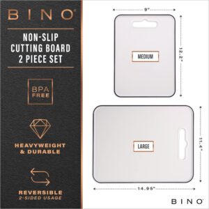 BINO Cutting Board - 2-Piece Chopping Boards | BPA-Free Plastic, Durable, Large Surface, Multipurpose, Dual-Sided, Dishwasher Safe | Charcuterie Accessories | Home & Kitchen Utensils