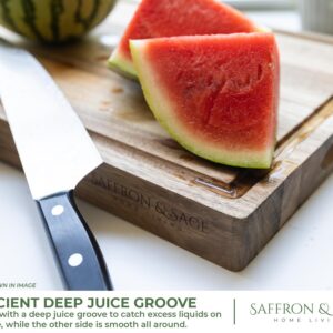 Saffron & Sage Extra Large Wood Cutting Board - Thick 23 x 17 x 1.5 Inch Acacia Wooden Cutting Boards for Kitchen use with Deep Juice Groove, Reversible Chopping Board Doubles as a Charcuterie Board