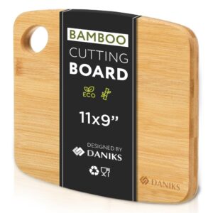 Daniks 100% Organic Bamboo Cutting Board for Kitchen | Heavy Duty Wood Chopping Board | Extra-Thick Cutting Board for Serving, Meat and Veggies | 11x9"