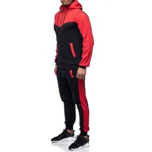 Marine Royal Track Suits for Men Set Full Zip Sweatsuit Outdoor Jogging Men Tracksuits (M, Red)