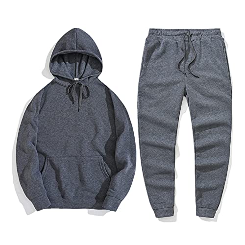 mjhGcfj Men's 2 Piece Outfits Hoodie Sweatshirt Tracksuit & Joggers Sweatpants Sweatsuit Set Jogging Sweatpants 2 Piece Patchwork Sportsuits A1-Dark Gray, X-Large