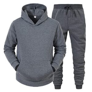 mjhGcfj Men's 2 Piece Outfits Hoodie Sweatshirt Tracksuit & Joggers Sweatpants Sweatsuit Set Jogging Sweatpants 2 Piece Patchwork Sportsuits A1-Dark Gray, X-Large