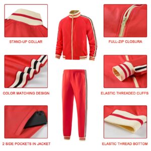 dioxoib Track Suits for Men Set 2 Piece Tracksuits Mens Sweatsuits Sets Jogging Two Piece Outfits Athletic Clothes Jogger Sweat Suits Running Sport leisure Clothing Red Ai-TZ003-S