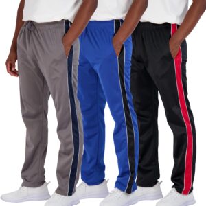 3 Pack: Mens Sweatpants Open Bottom Baggy Track Pants Active Athletic Workout Gym Training Tech Fleece Tapered Slim Tiro Tricot Wide Leg Sports Running Casual Quick Dry Fit Soccer Casual-Set 5,XXL