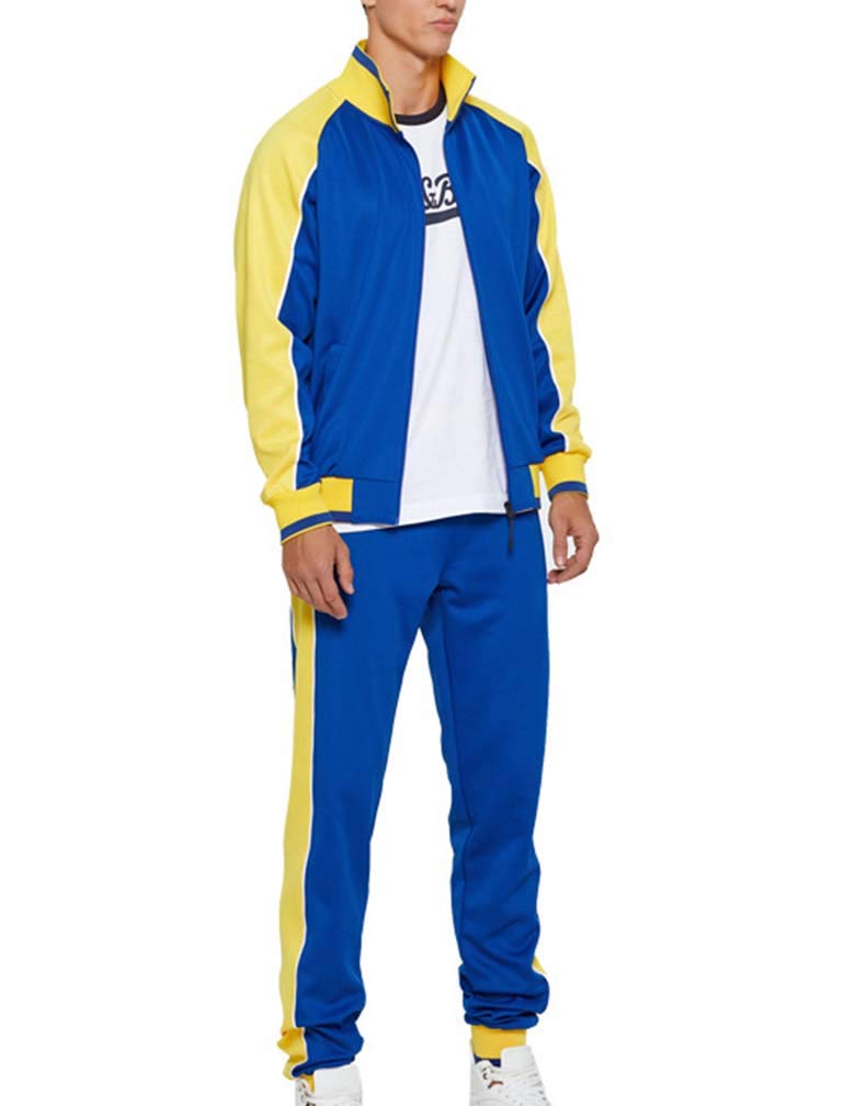 Litteking Men's Tracksuits Sweat Suit Casual Long Sleeve 2 Piece Outfit Sports Jogging Suits Set Blue XL