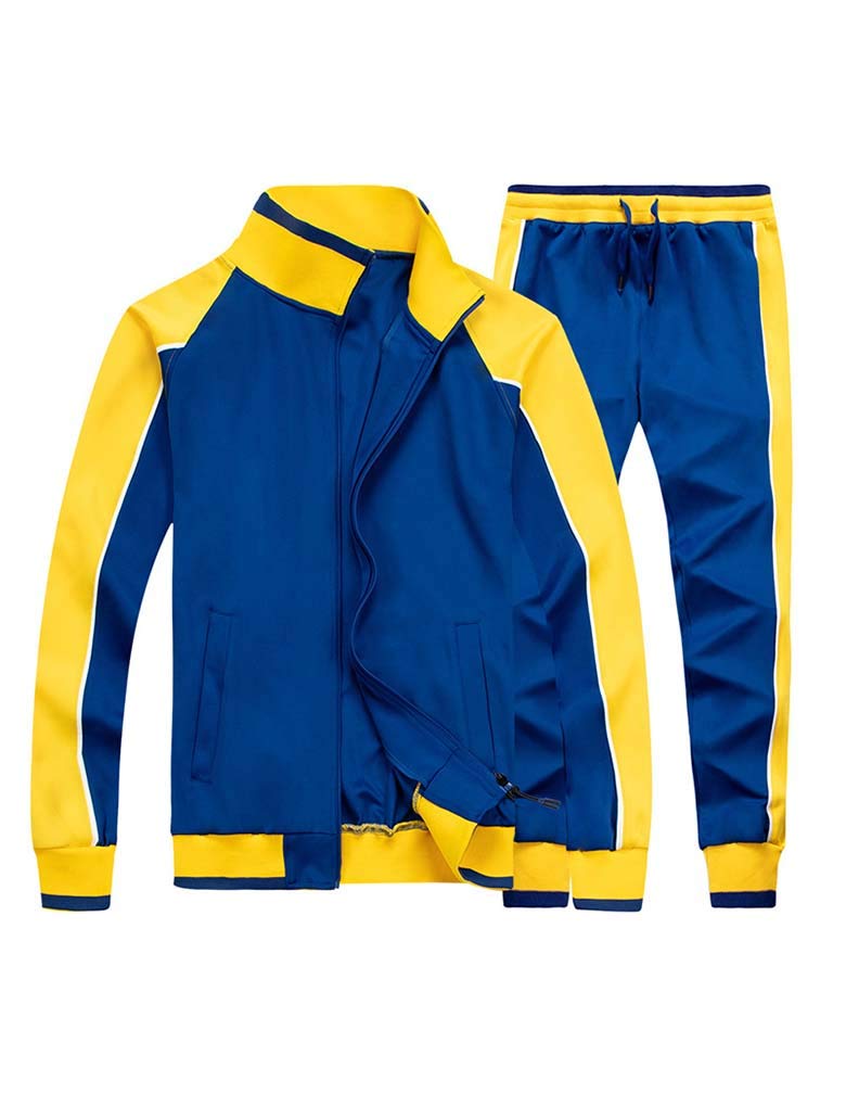 Litteking Men's Tracksuits Sweat Suit Casual Long Sleeve 2 Piece Outfit Sports Jogging Suits Set Blue XL