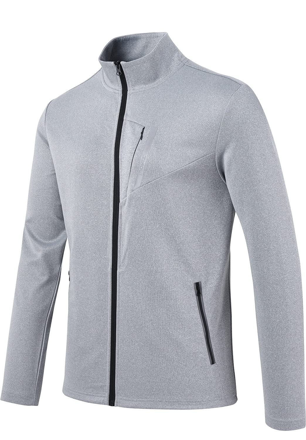 MoFiz Men's Tracksuits,Full Zip Sweat Suits For men,Solid Jogger Sets Active Jackets and Pants 2 Piece Sport Suit For Men's Outfits Light Gray L