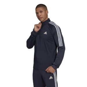 adidas men's aeroready sereno cut 3-stripes slim 1/4-zip training top, legend ink, medium