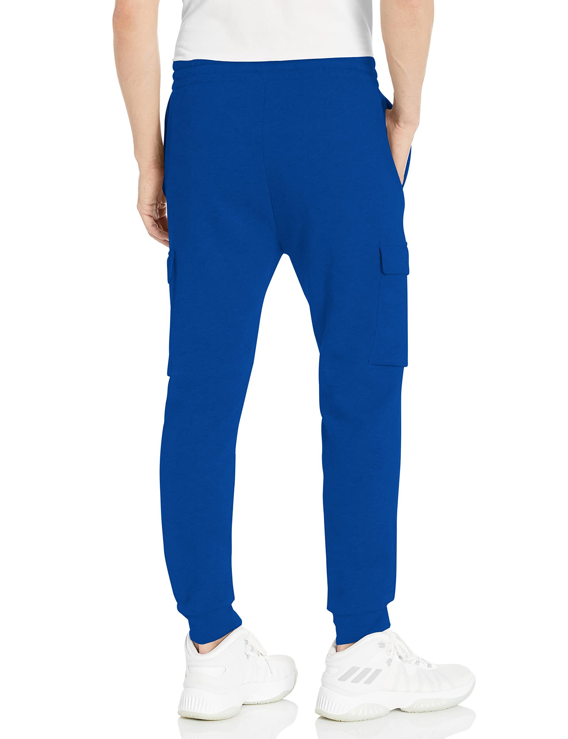 adidas Men's Essentials Fleece Regular Tapered Cargo Pants, Team Royal Blue/White, Small