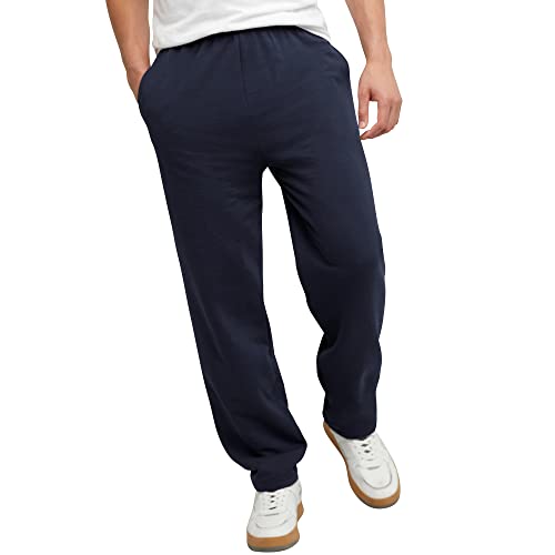 Hanes Men's EcoSmart Open Leg Pant with Pockets, Navy, L