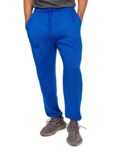 victorious men's lightweight fleece drawstring elastic cuff sweatpants fl78 - royal blue - medium