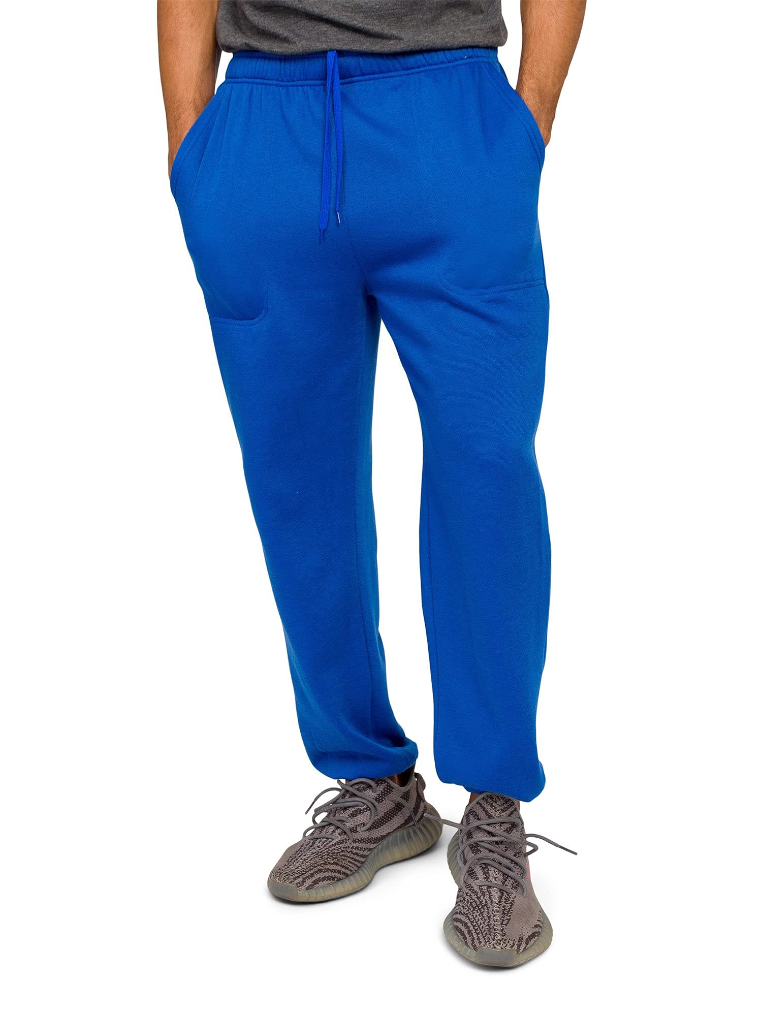 VICTORIOUS Men's Lightweight Fleece Drawstring Elastic Cuff Sweatpants FL78 - Royal Blue - Medium