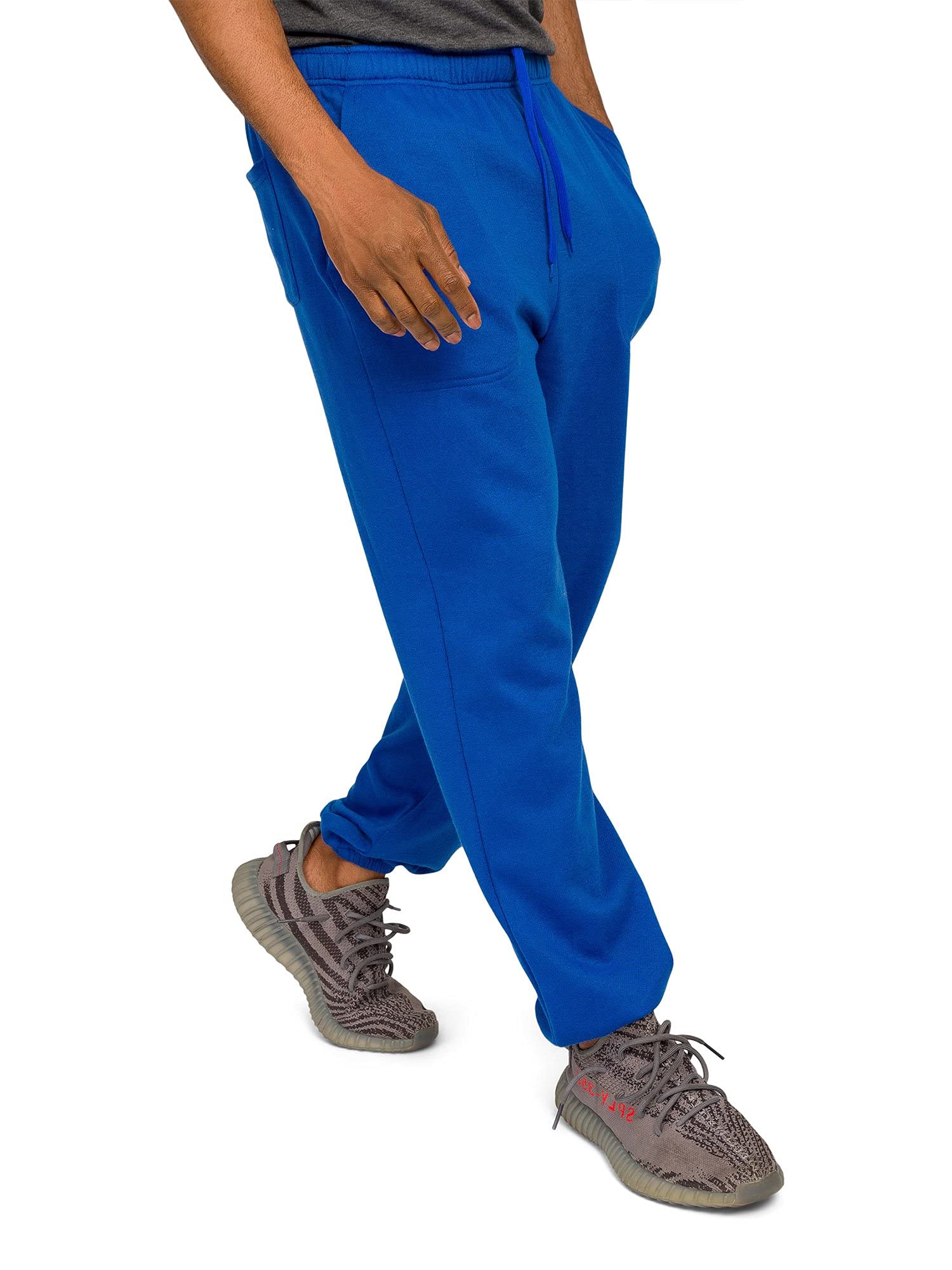 VICTORIOUS Men's Lightweight Fleece Drawstring Elastic Cuff Sweatpants FL78 - Royal Blue - Medium