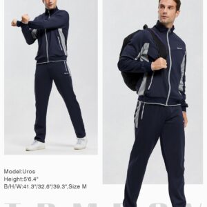 TBMPOY Men's Tracksuits Sweatsuits for Men Set Track Suits 2 Piece Casual Athletic Jogging Warm Up Full Zip Sweat Suits Navy/Grey XL