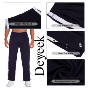 Deyeek Mens Wide Leg Sweatpants Open Bottom Baggy Warm-Up Track Pants Lightweight Sweatpants with Pockets Navy Blue