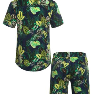 COOFANDY Men's Floral Pattern 2 Piece Summer Beach Short Sleeve Tracksuits