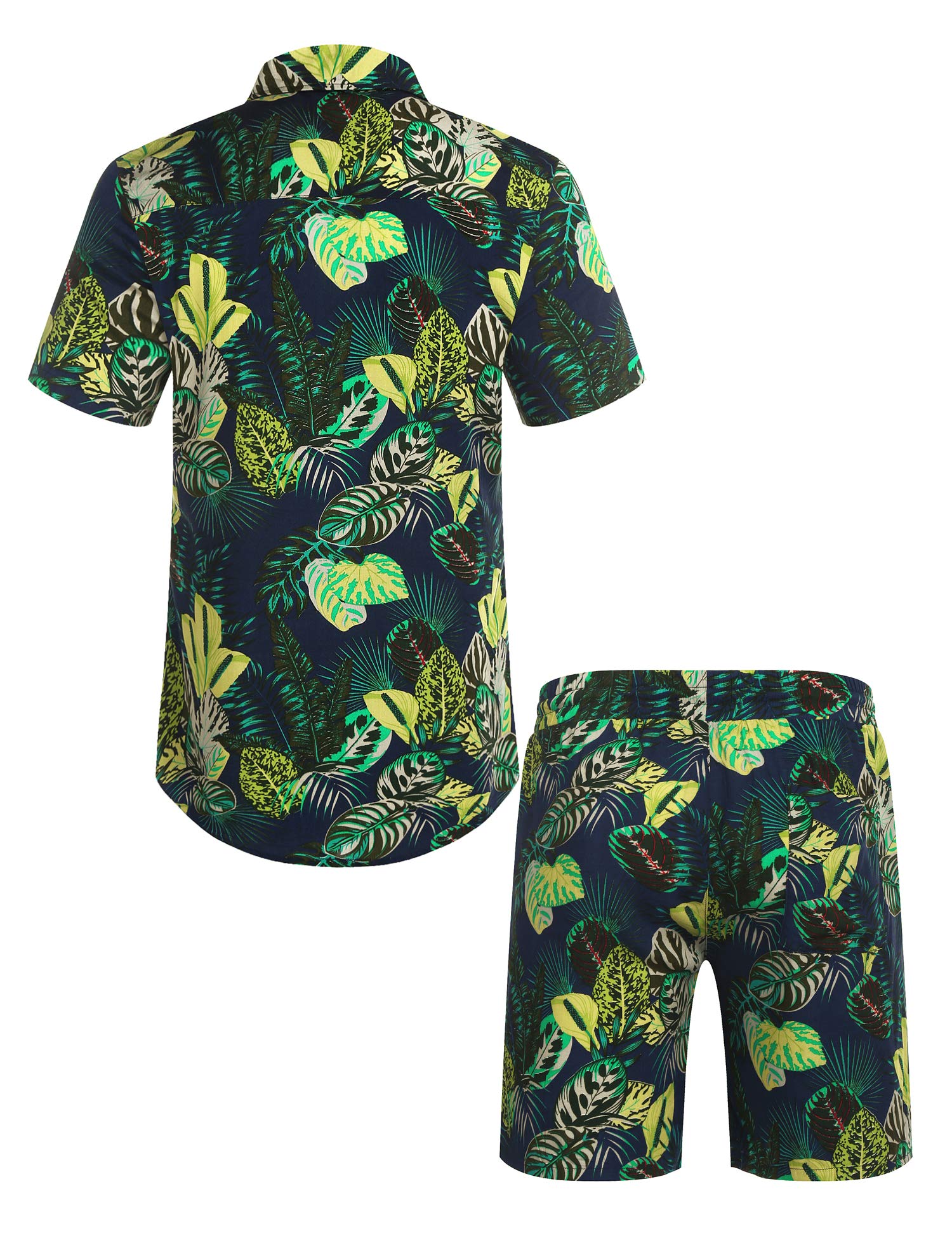 COOFANDY Men's Floral Pattern 2 Piece Summer Beach Short Sleeve Tracksuits