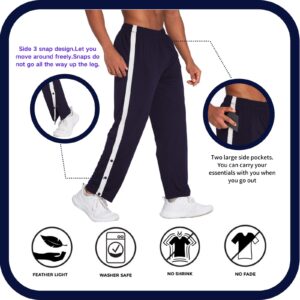 Deyeek Mens Wide Leg Sweatpants Open Bottom Baggy Warm-Up Track Pants Lightweight Sweatpants with Pockets Navy Blue