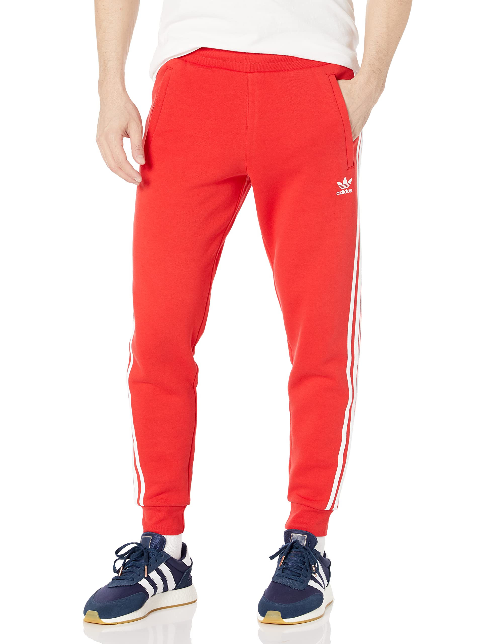 adidas Originals Men's 3-stripes Pants, Vivid Red, Large