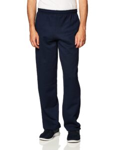 gildan adult fleece open bottom sweatpants with pockets, style g18300, navy, medium