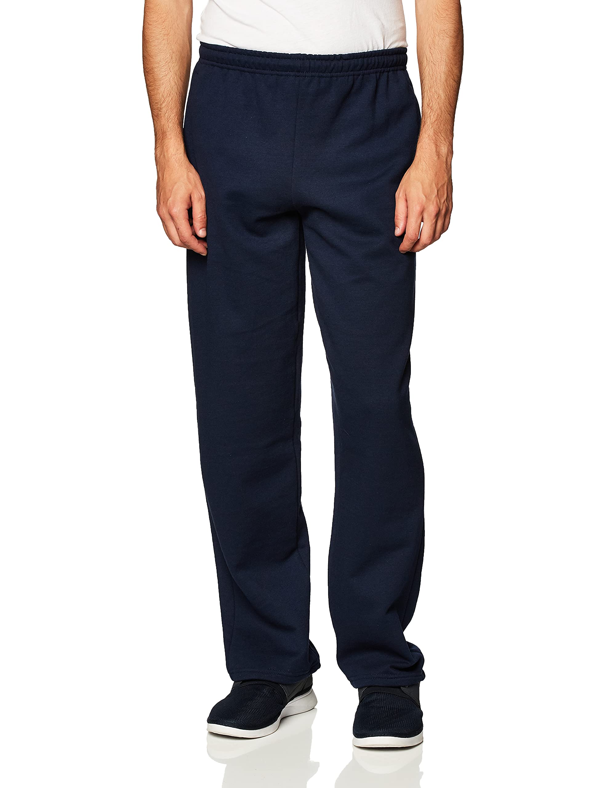 Gildan Adult Fleece Open Bottom Sweatpants with Pockets, Style G18300, Navy, Medium