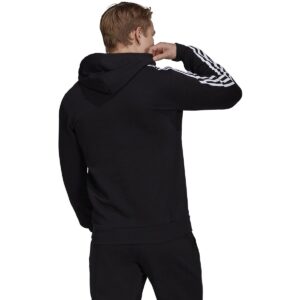 adidas Men's Standard Essentials Fleece 3-Stripes Hoodie, Black/White, X-Large