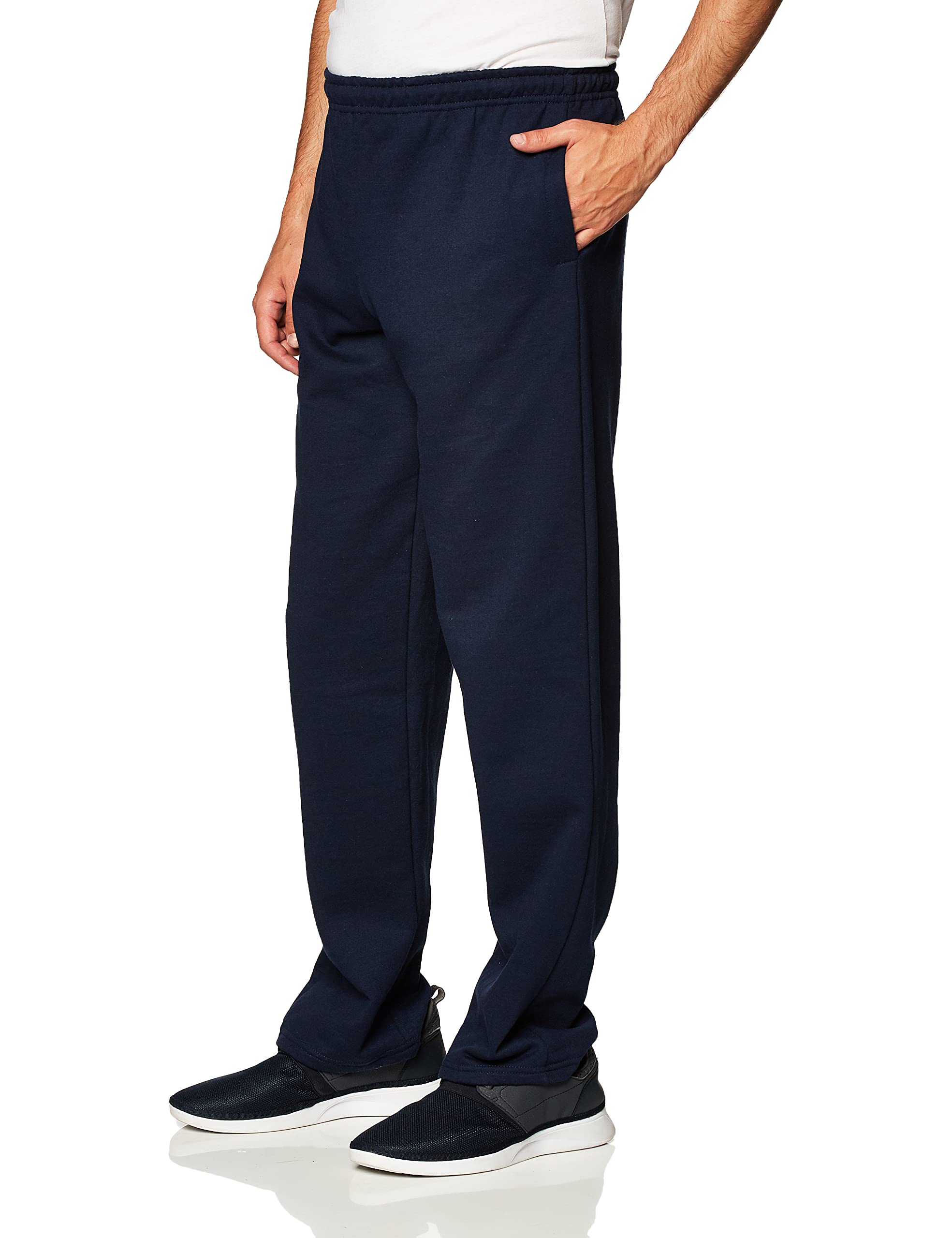 Gildan Adult Fleece Open Bottom Sweatpants with Pockets, Style G18300, Navy, Medium