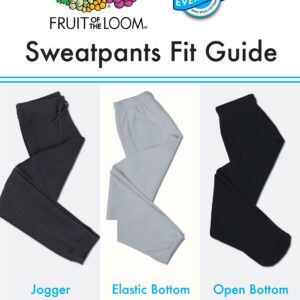 Fruit of the Loom Men's Eversoft Fleece Open Bottom Sweatpants with Pockets, Relaxed Fit, Moisture Wicking, Breathable, Black Heather, Large