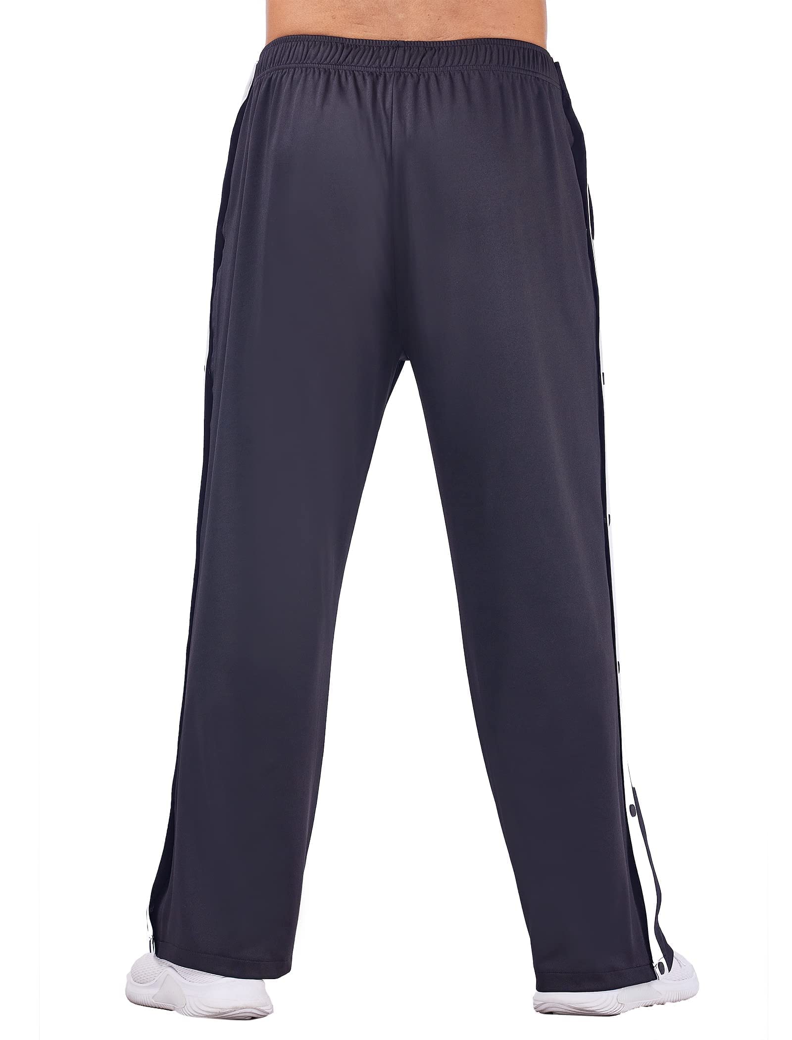 Deyeek Men's Tear Away Basketball Pants High Split Snap Button Casual Post-surgery Sweatpants with Pockets Navy Blue