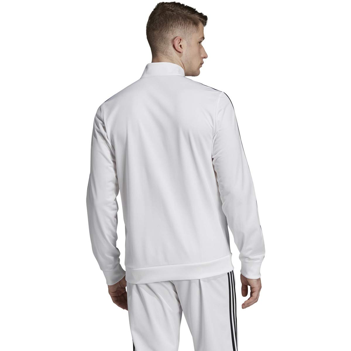 adidas Essentials Men's 3-Stripes Tricot Track Jacket, Small, White