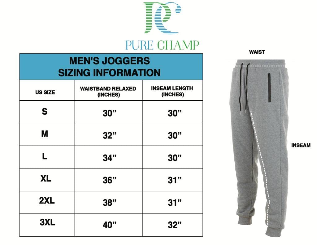 PURE CHAMP Mens 3 Pack Fleece Active Athletic Workout Jogger Sweatpants for Men with Zipper Pocket and Drawstring Size S-3XL (X-Large, Set 3)