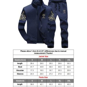 PASOK Men's Casual Tracksuit Full Zip Running Jogging Athletic Sports Jacket And Pants Set Black 2XL