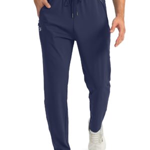 G Gradual Men's Sweatpants with Zipper Pockets Tapered Joggers for Men Athletic Pants for Workout, Jogging, Running (Navy, X-Large)