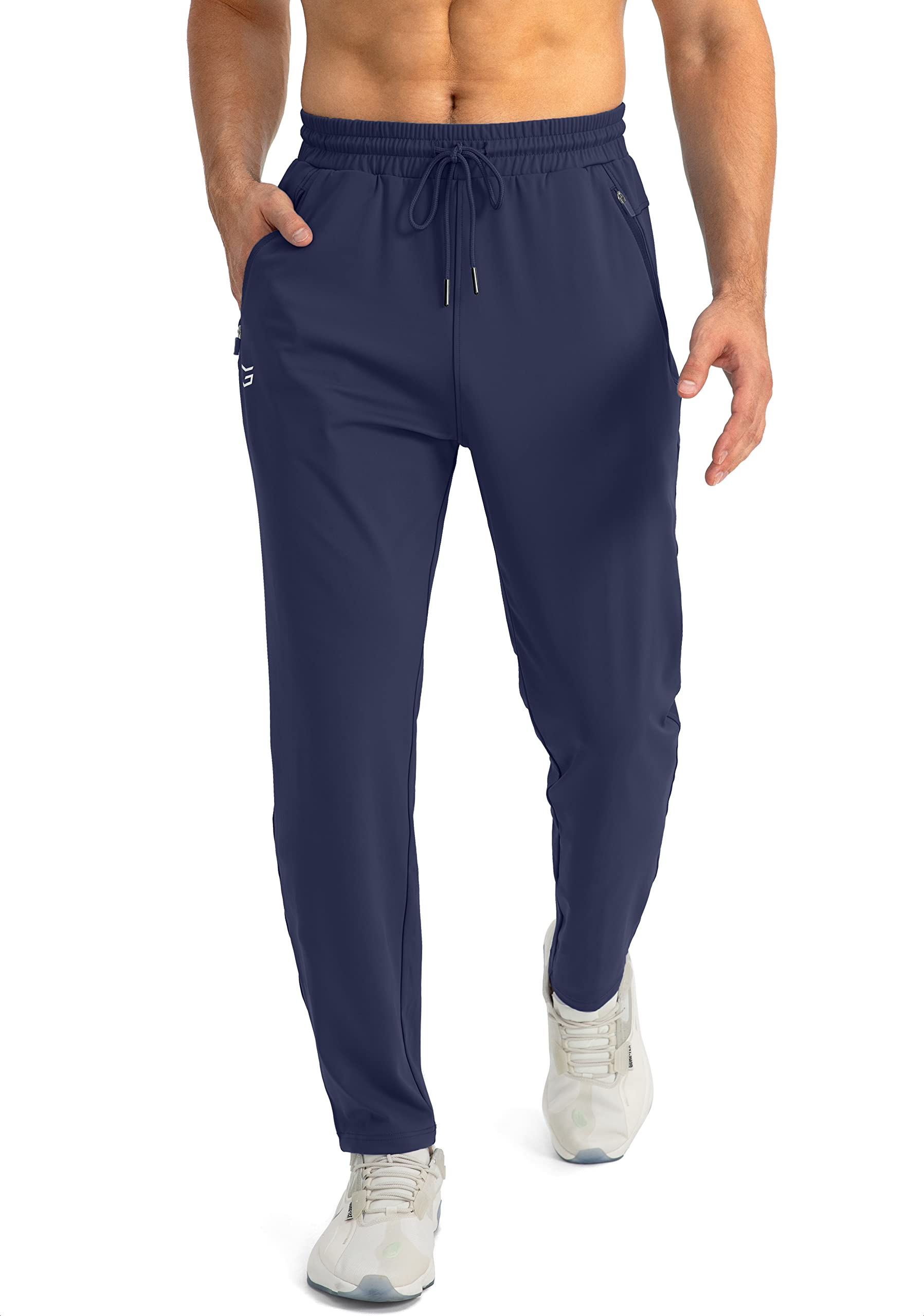 G Gradual Men's Sweatpants with Zipper Pockets Tapered Joggers for Men Athletic Pants for Workout, Jogging, Running (Navy, X-Large)