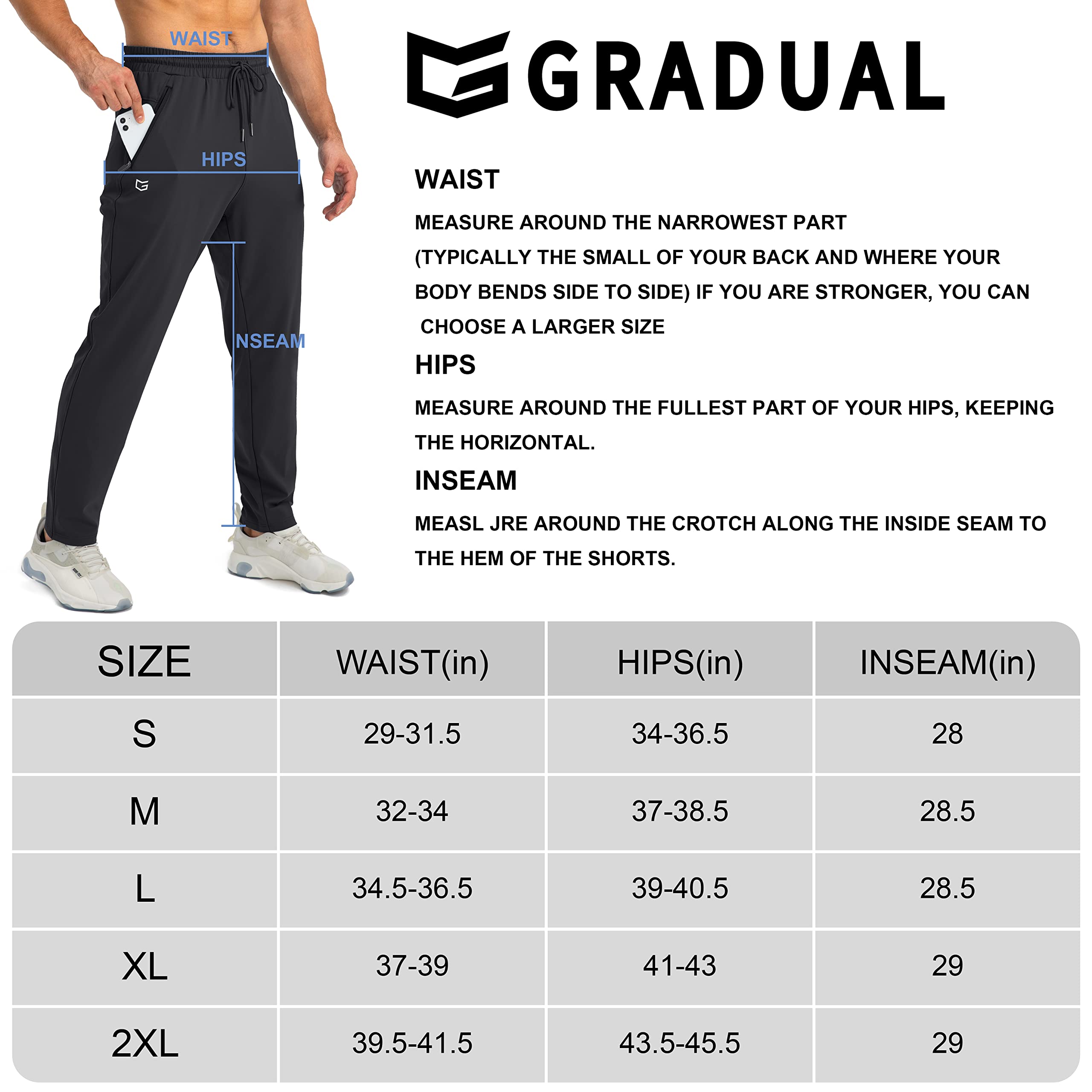 G Gradual Men's Sweatpants with Zipper Pockets Tapered Joggers for Men Athletic Pants for Workout, Jogging, Running (Navy, X-Large)