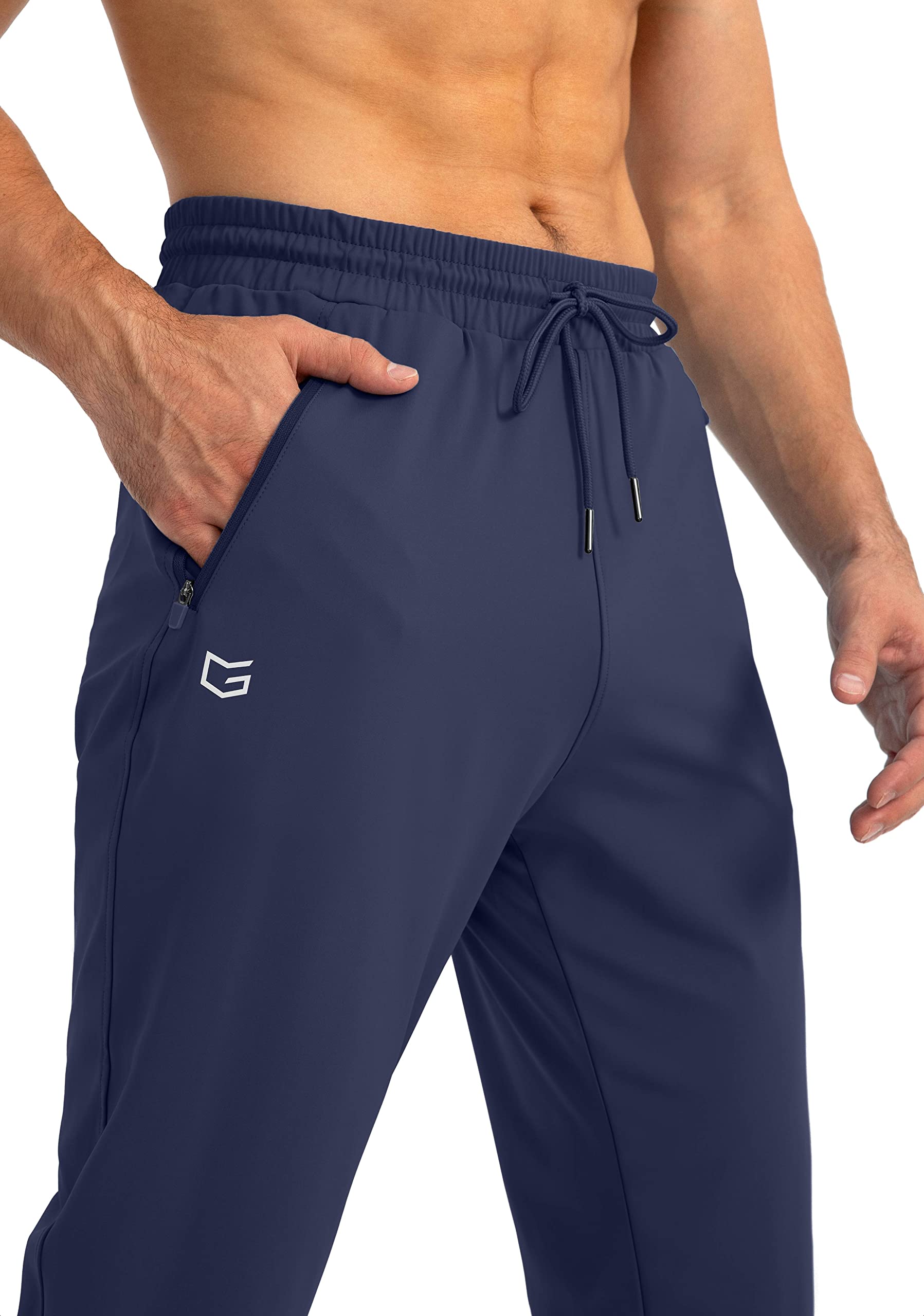 G Gradual Men's Sweatpants with Zipper Pockets Tapered Joggers for Men Athletic Pants for Workout, Jogging, Running (Navy, X-Large)