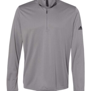 Adidas Mens Lightweight Quarter-Zip Pullover (A401) - Grey Three, Large