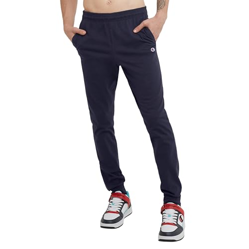 Champion Mens Joggers, Everyday Cotton, Lightweight Lounge Knit For Men, 31" Sweatpants, Navy C Patch Logo, X-Large US