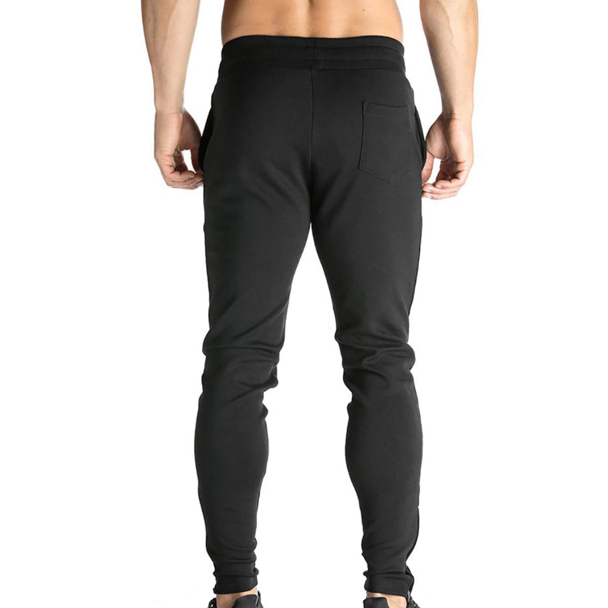BROKIG Mens Zip Jogger Pants - Casual Gym Fitness Trousers Comfortable Tracksuit Slim Fit Bottoms Sweat Pants with Pockets (X-Large, Black)