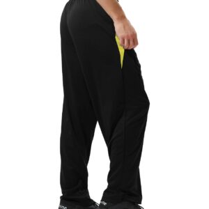 ZEROWELL Men’s Athletic Pants with Zipper Pockets Open Bottom Lightweight Sweatpants, for Workout, Running, Gym, Training (0125-Black S)