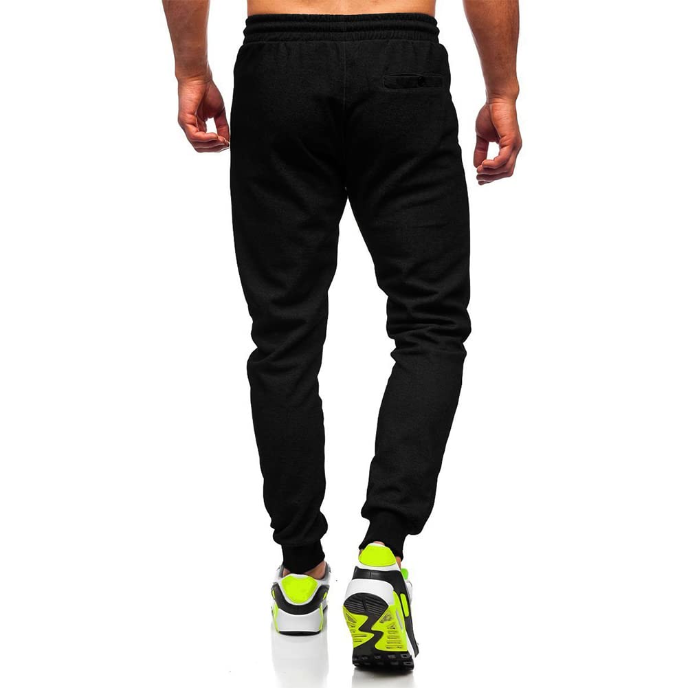 BUXKR Mens Casual Joggers Sweatpants for Jogging,Running or Athletic activities,Black,M