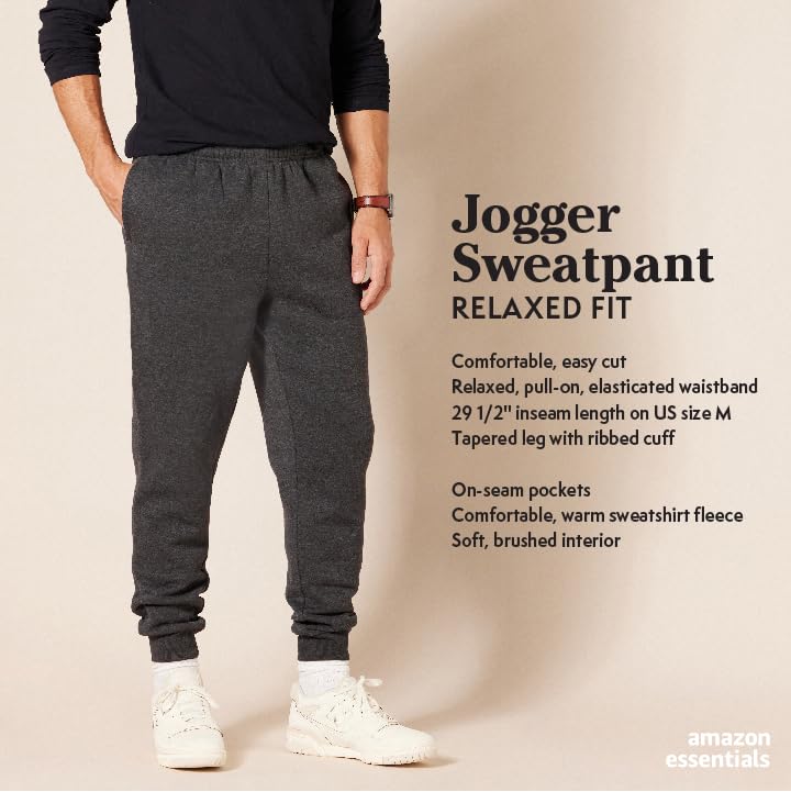 Amazon Essentials Men's Fleece Jogger Pant, Black, X-Large