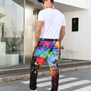 UNIFACO Teenager 3D Digital Print Splatter Jogger Pants Casual Baggy Sweatpants Black S